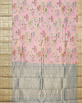 Pink  printed kanjivaram silk saree